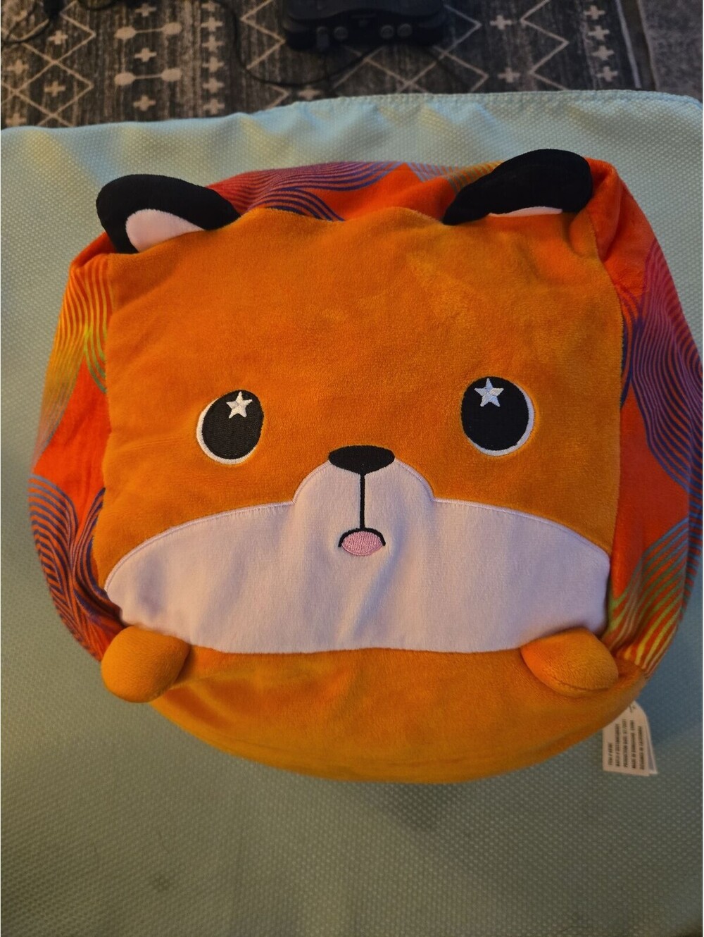 Moosh-Moosh Sparkle Eye Fox Plush Pillow - Orange Psychedelic Swirl - Picture 1 of 6
